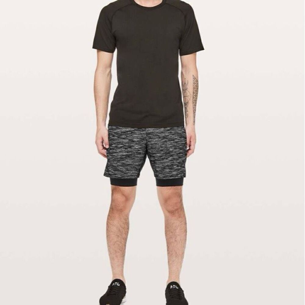 Lululemon T.H.E. Short Nulux Liner 7" All Court Texture White‎ Black Men Large - Picture 10 of 12